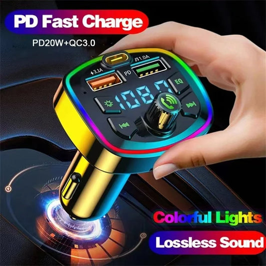RS Car Charger FM Transmitter Bluetooth5.0 disk AUX Player